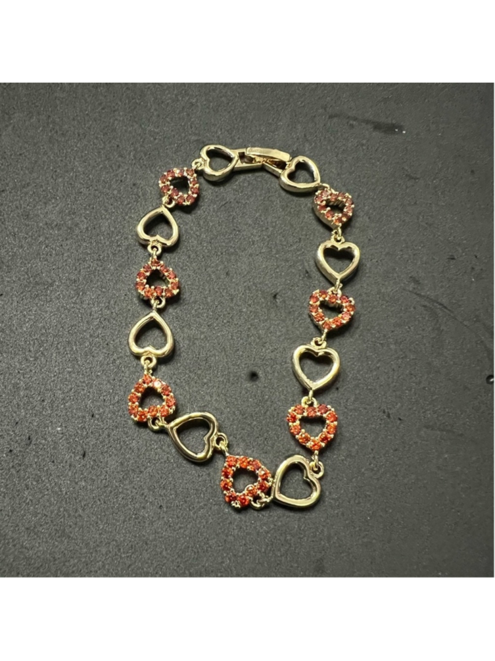 14K Gold Plated Women's Red Style Heart Design Bracelet New - Picture 5 of 5